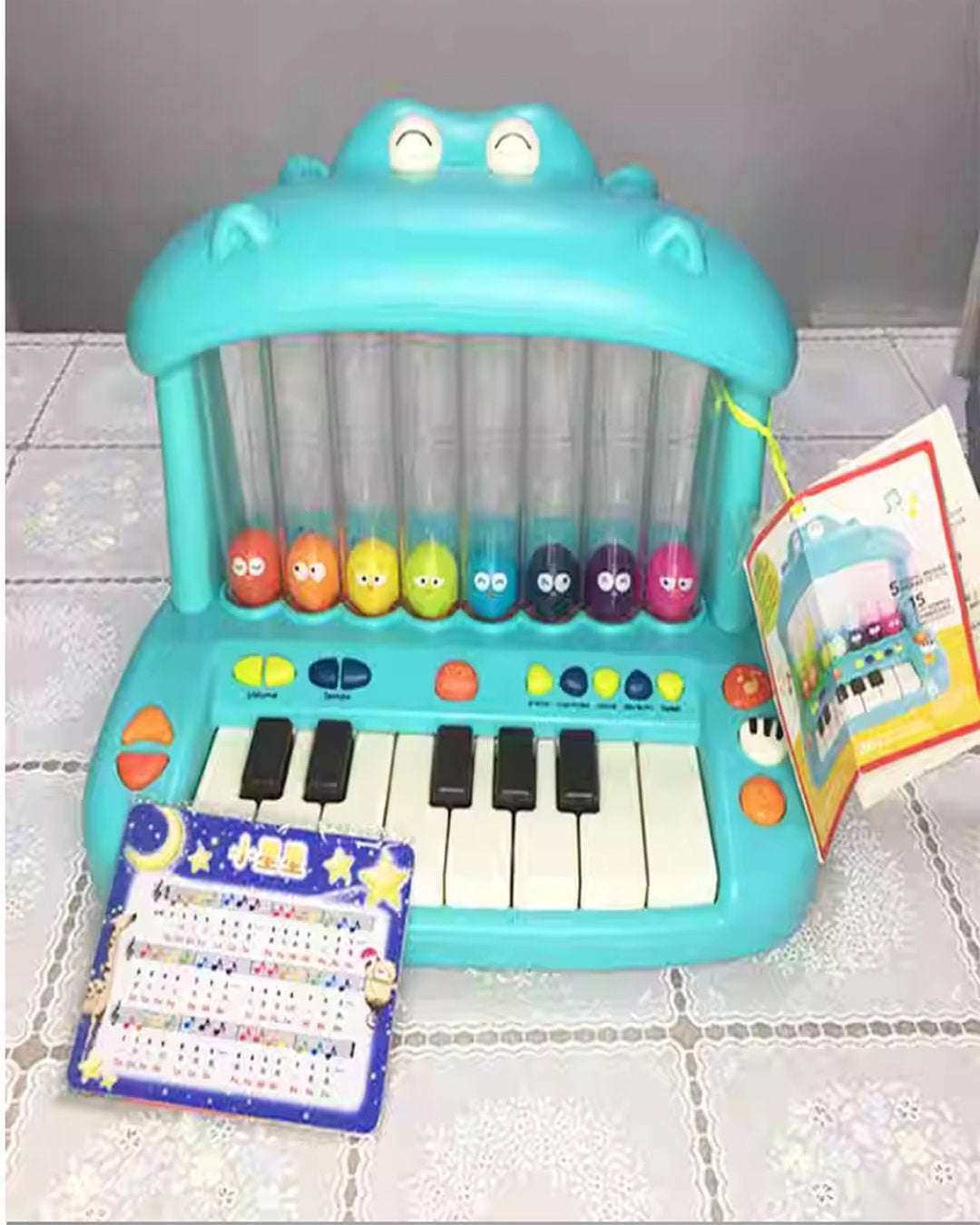 Hippo Musical Piano Toy with Light-Up Balls and Color Keys β For Toddlers